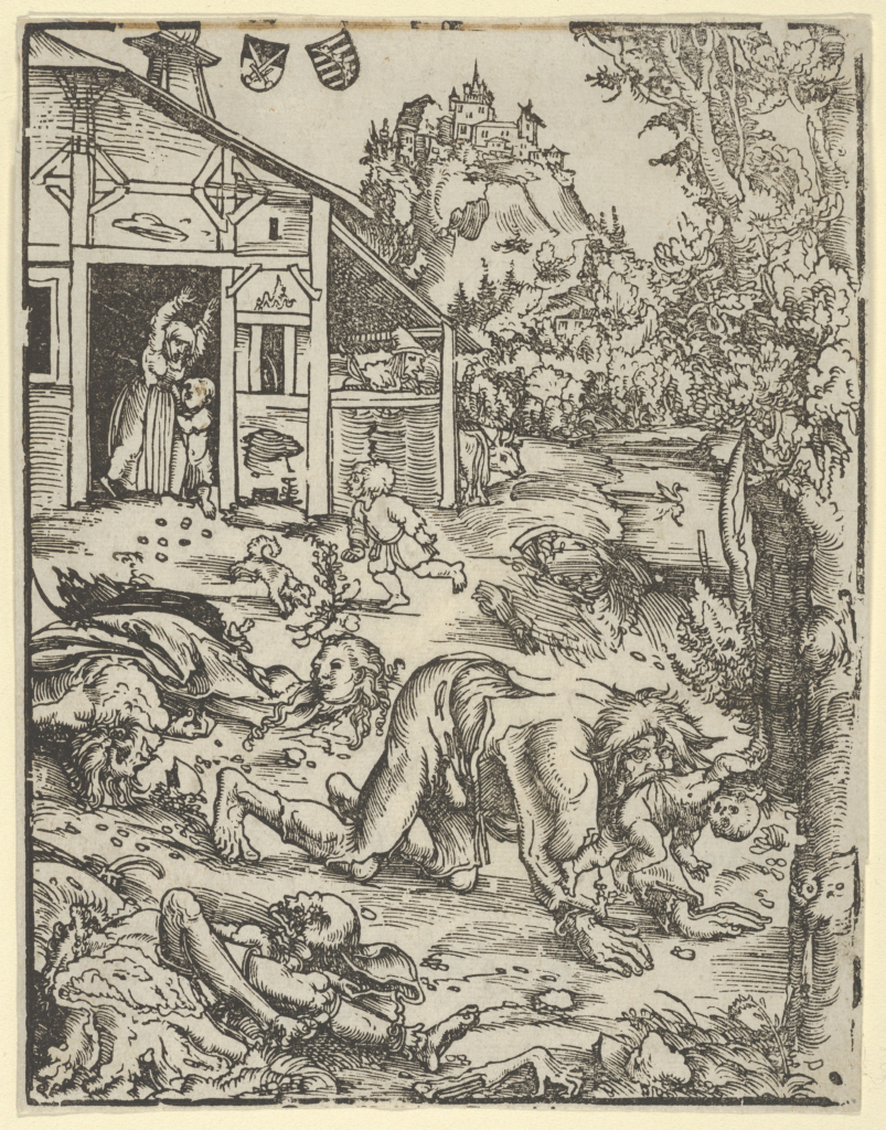 Grabado de un hombre lobo de Lucas Cranach el Viejo